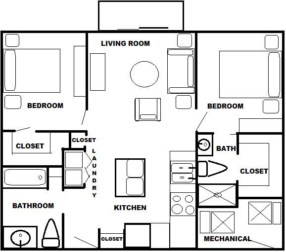 2 BR Floorplan - 501 Brady New