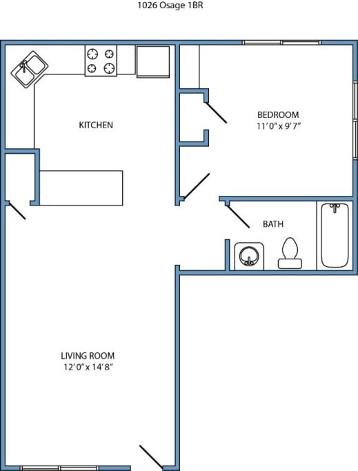 1-bed, 1-bath remodeled - Parkview - 1026 Osage