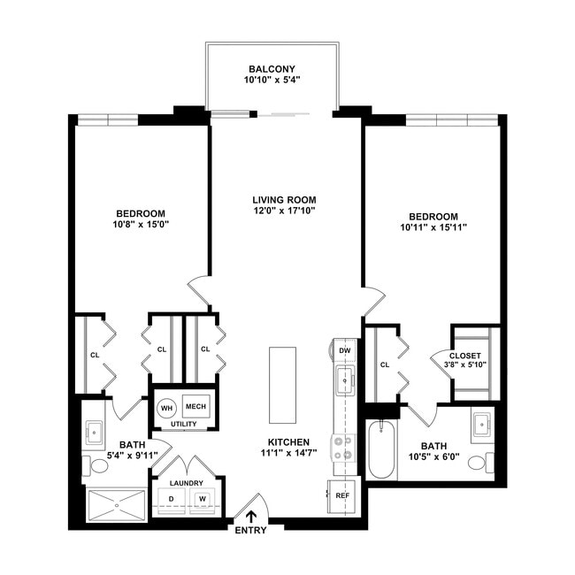 B2 Floor plan W Dimensions - Courthouse Square Apartments