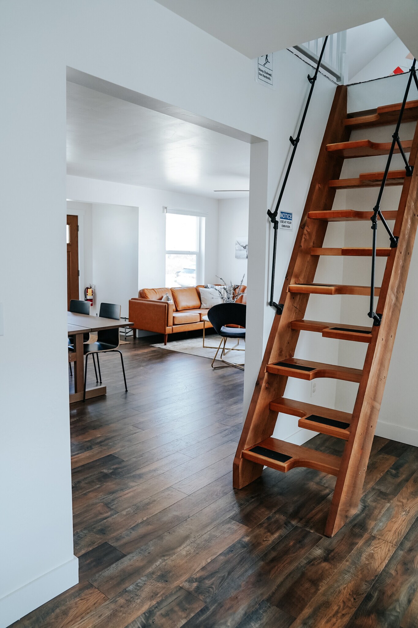 open living with alternating tread stairs up to the loft - 525 8th Ave W