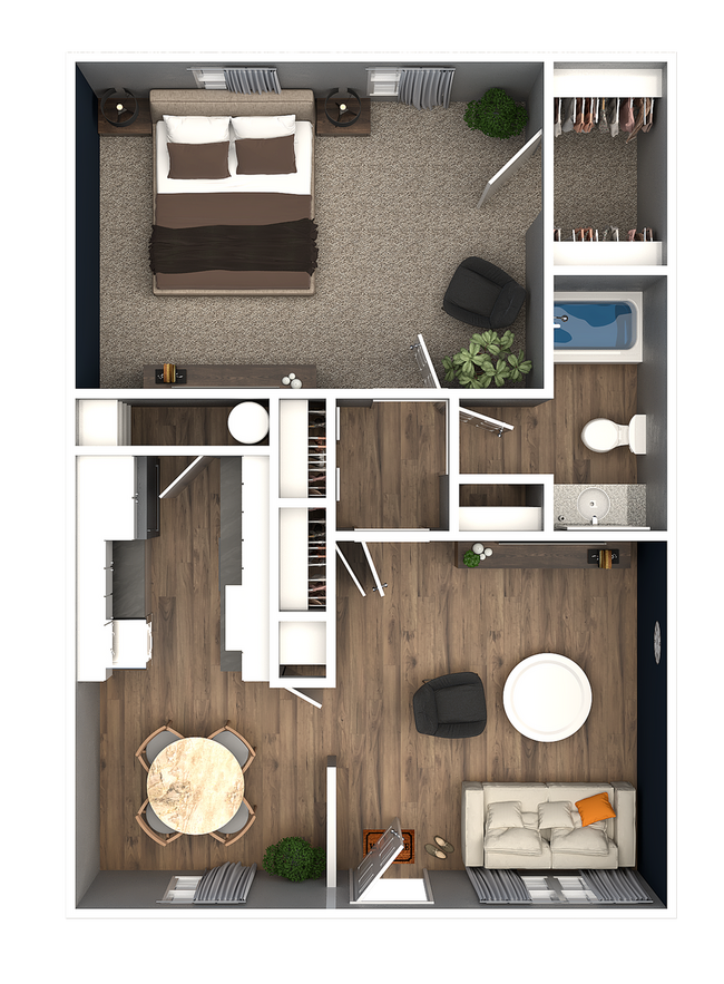 1 Bedroom 1 Bathroom Floorplan - Windsor Village