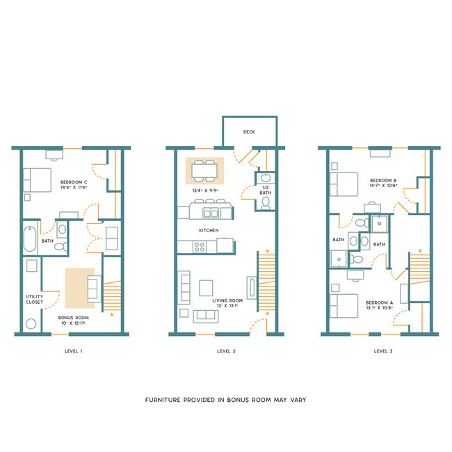 3BR/3.5BR - Furnished - A - State College Collective on Aaron