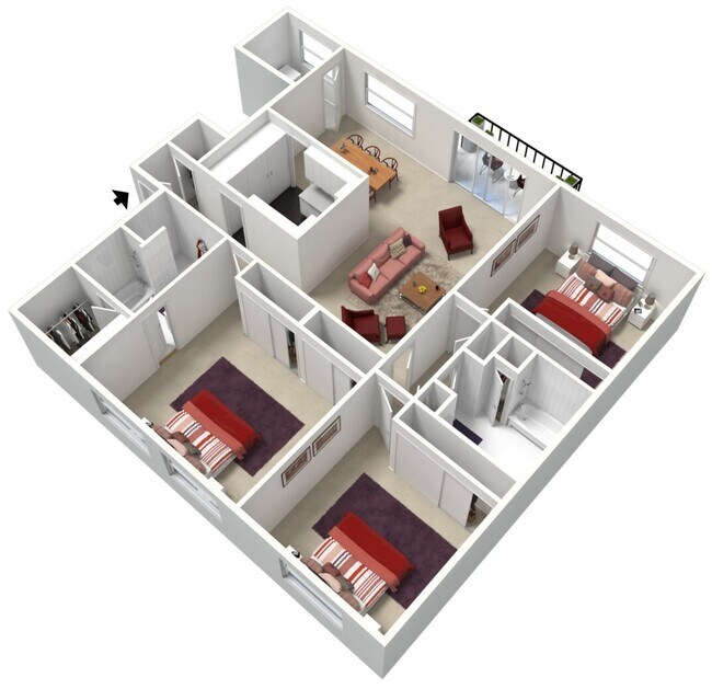 Rollingwood - 3B2B - 1600 sqft - Willow 3D Furnished.jpg - Rollingwood