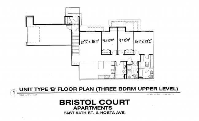 3BR/2BA Unit Type B - Bristol Court Apartments