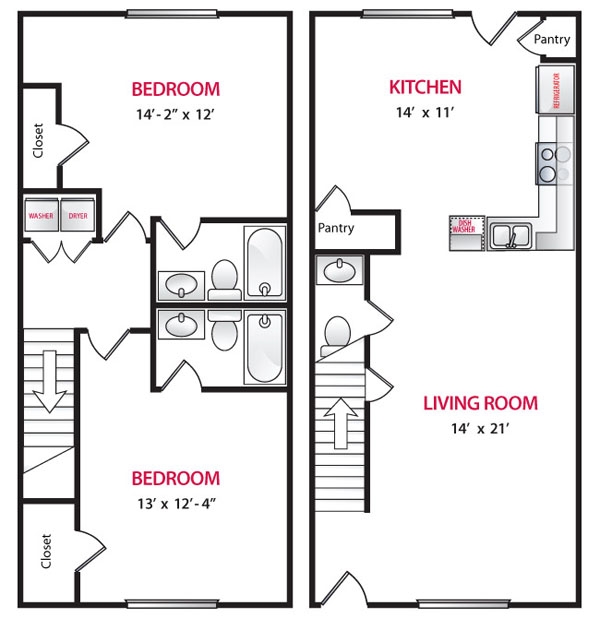 2 Bedroom Townhome - Stonecrest Apartments