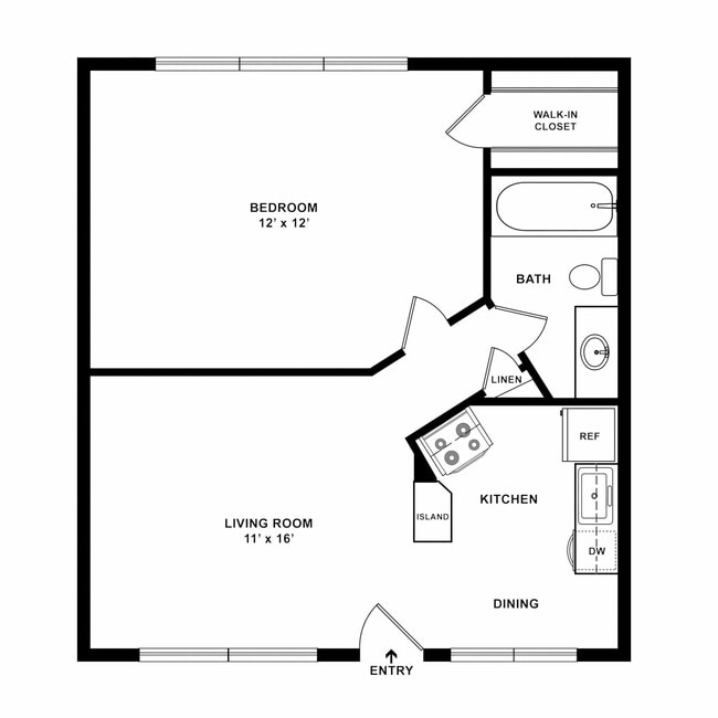 2D One-Bedroom Floor Plan - Elivia Apartments