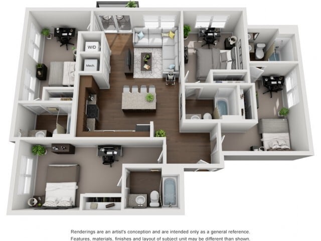 D1 | 4 Bedroom - Lookout on Cragmor | Student Housing