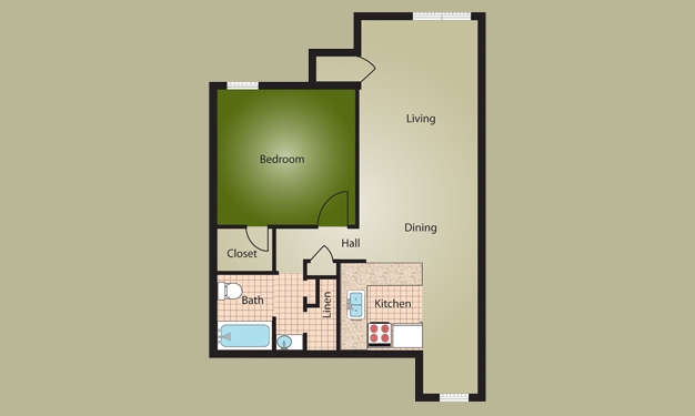 1BR/1BA - Almond Village Apartments