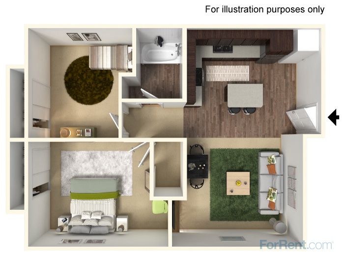 Two Bedroom Floorplan - Island Kitchen Design - The Landing