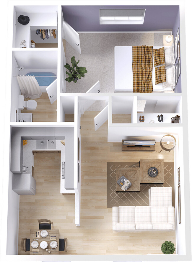 1 Bedroom Apartment - Floor Plan - Cedars Apartments