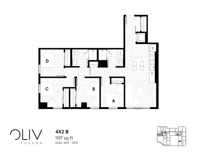 Four Bedroom Floor Plan - oLiv Tucson