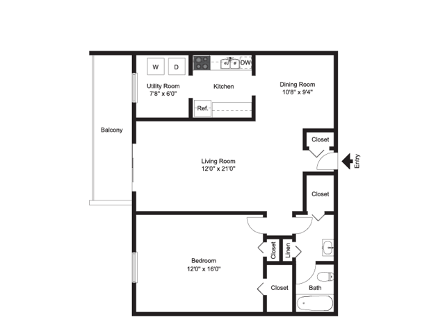 One Bedroom - Gladstone Towers Apartments