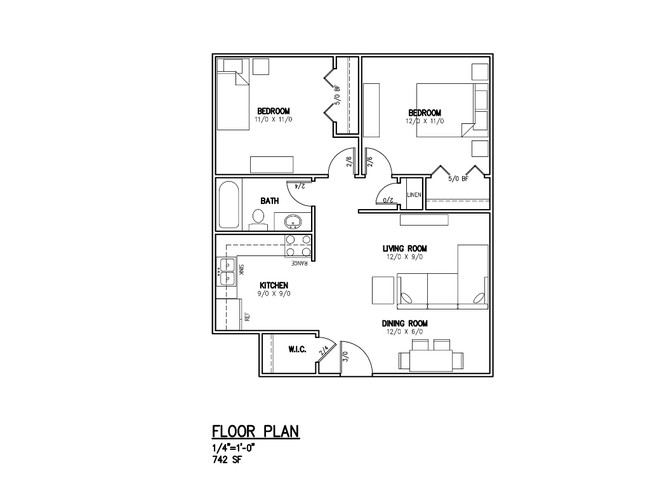 Floor Plan 2 Bedroom - Autumn Grove Apartments