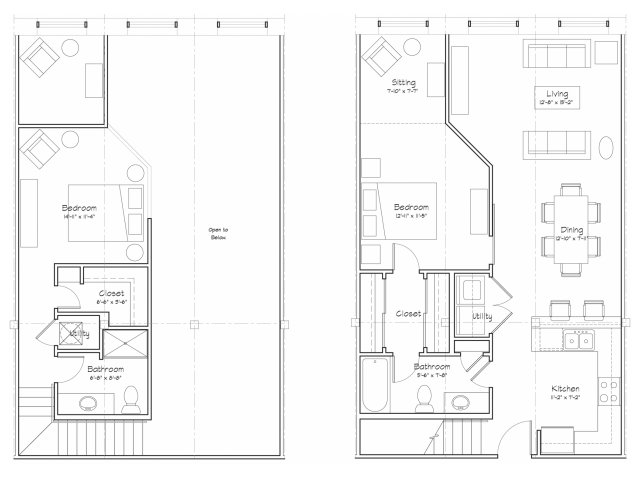 Explore this stylish two-bedroom layout with open living and dining spaces. - Alpha Mill