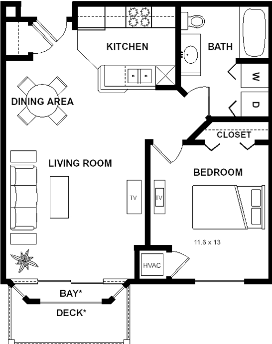 1BR/1BA - The Village at White Pine