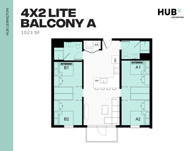 4x2 Lite Balcony A - Hub Lexington Upper