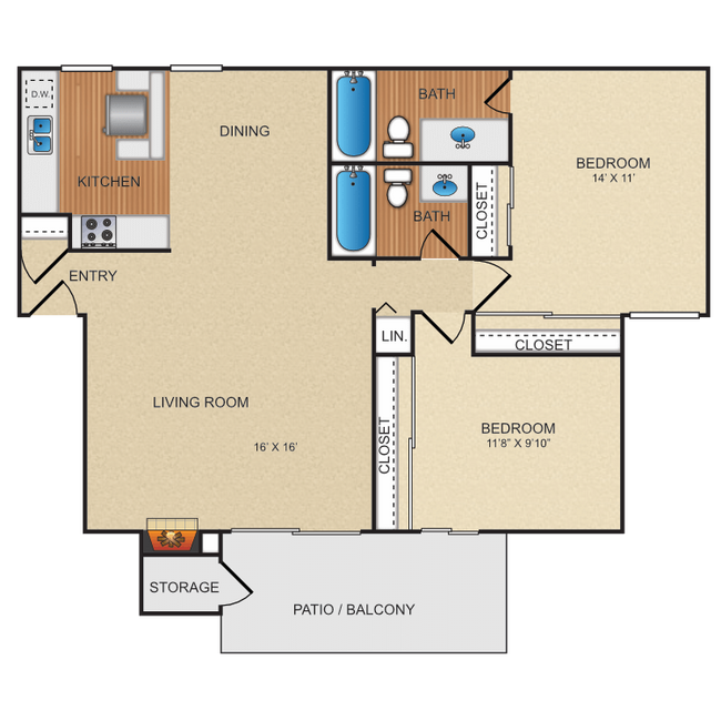 Floorplan - Fountain Park Apartments