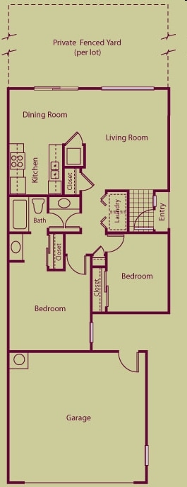 2BR/1BA - Parkside Villas