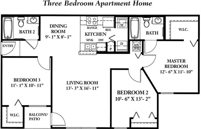 3 Bedrooms - Charleston Place Apartments