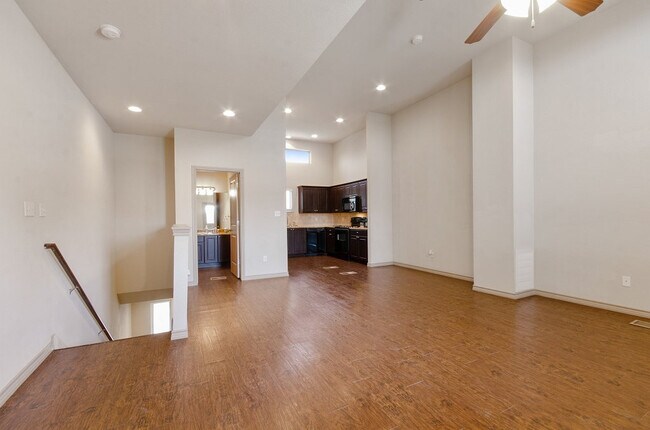 kitchen, bathroom, stairs, and ceiling fan - Tinsley Place
