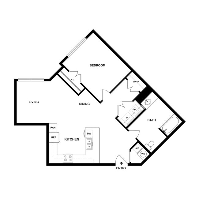 1 Bedroom, 1 Bath - Corner, 732 sq. ft. - Rockwell Place Senior Apartments