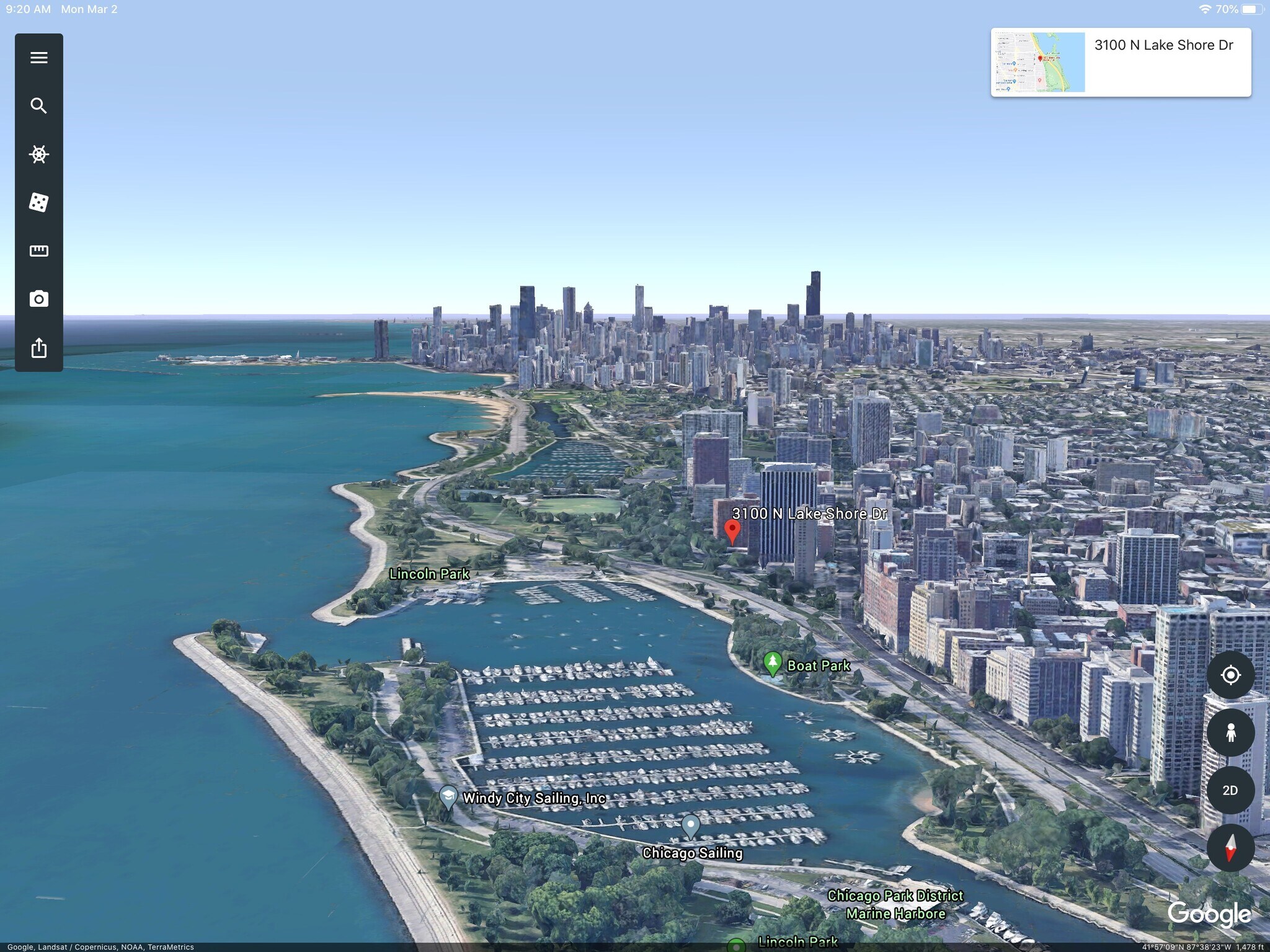 Building Location marked in red - 3100 N Lake Shore Dr