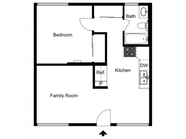 1 bedroom, 1 bathroom 2D - Main Street Terrace