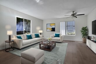 Staged living room - Pacific Apartments