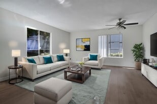 Staged living room - Pacific Apartments