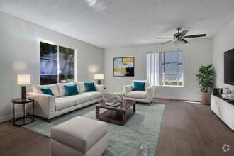 Staged living room - Pacific Apartments