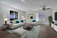 Staged living room - Pacific Apartments