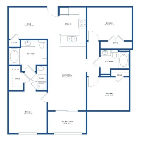 3x2 Renovated Floor Plan - Independence Park