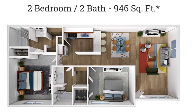 2 Bedroom Two Bath - Sawyers Mill Apartments