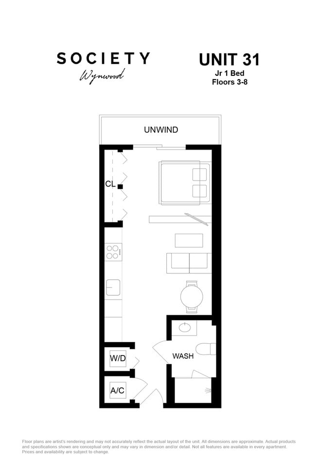 Jr 1 Bed - Unit 31 - Fl 3-8 - Society Wynwood