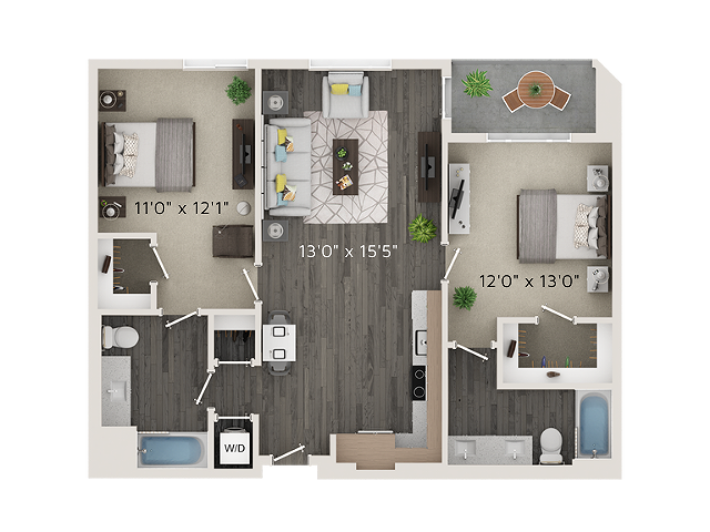 B1 Floor Plan - 2D - Park Avenue Apartments