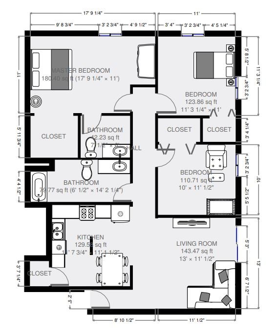 Floorplan - HILLSIDE VILLAGE APARTMENTS