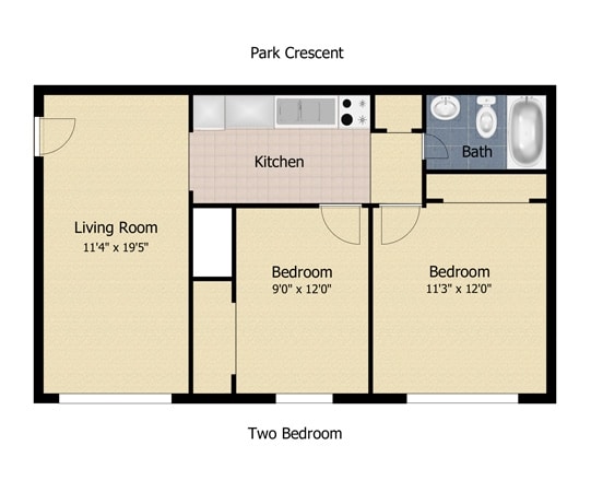 2BR/1BA - Park Crescent