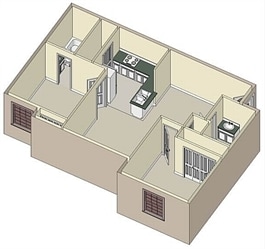 2BR/2BA - The Ashley