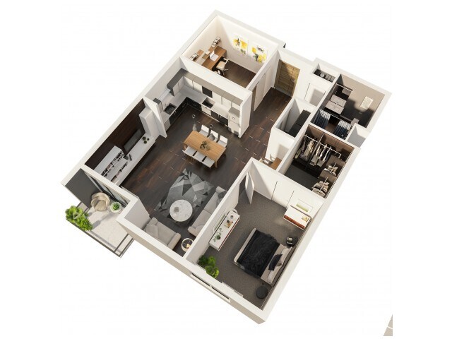 One Bedroom One Bath with Den - Uptown