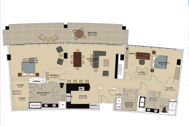 3BR/2BA - Royal Court Condos