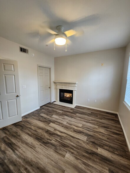 Large bedroom. Walk in closet. Fireplace glasses on bdrm and livingroom sides. - 5559 glenridge dr,