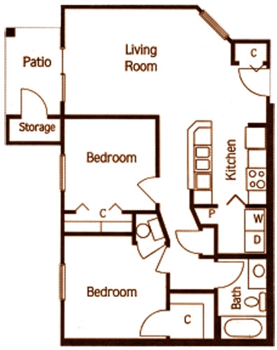 2BR/1BA - Rosillo Creek Apartments