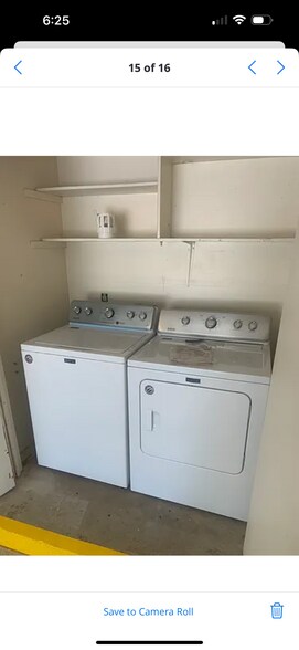Washer and dryer in laundry area in garage - 7825 Beauregard Cir