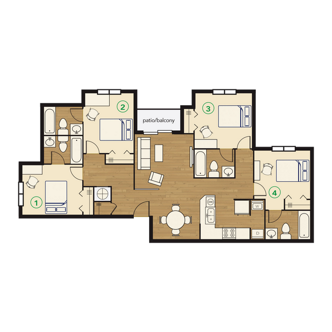 4x4 Apartment _ River Club - River Club Apartments