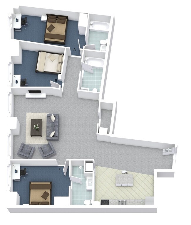 3x3 Layout D - University Lofts