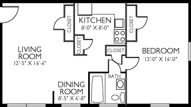 1BR/1BA - Rosedale Court Apartments