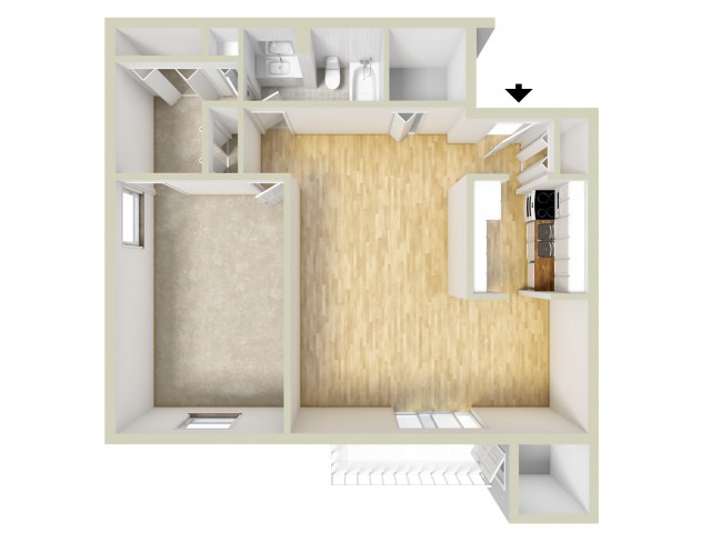 One bedroom floor plan - Lansdowne Towers Apartments