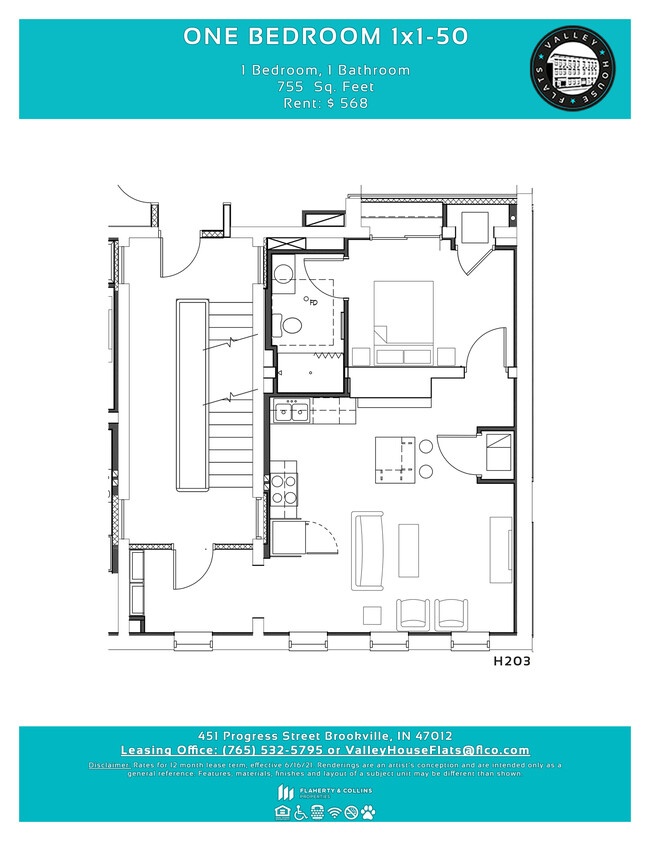 Senior Affordable Apartment, Unit H203 at Valley House Flats active 55+ senior apartments. - Valley House Flats 55 Year and Older