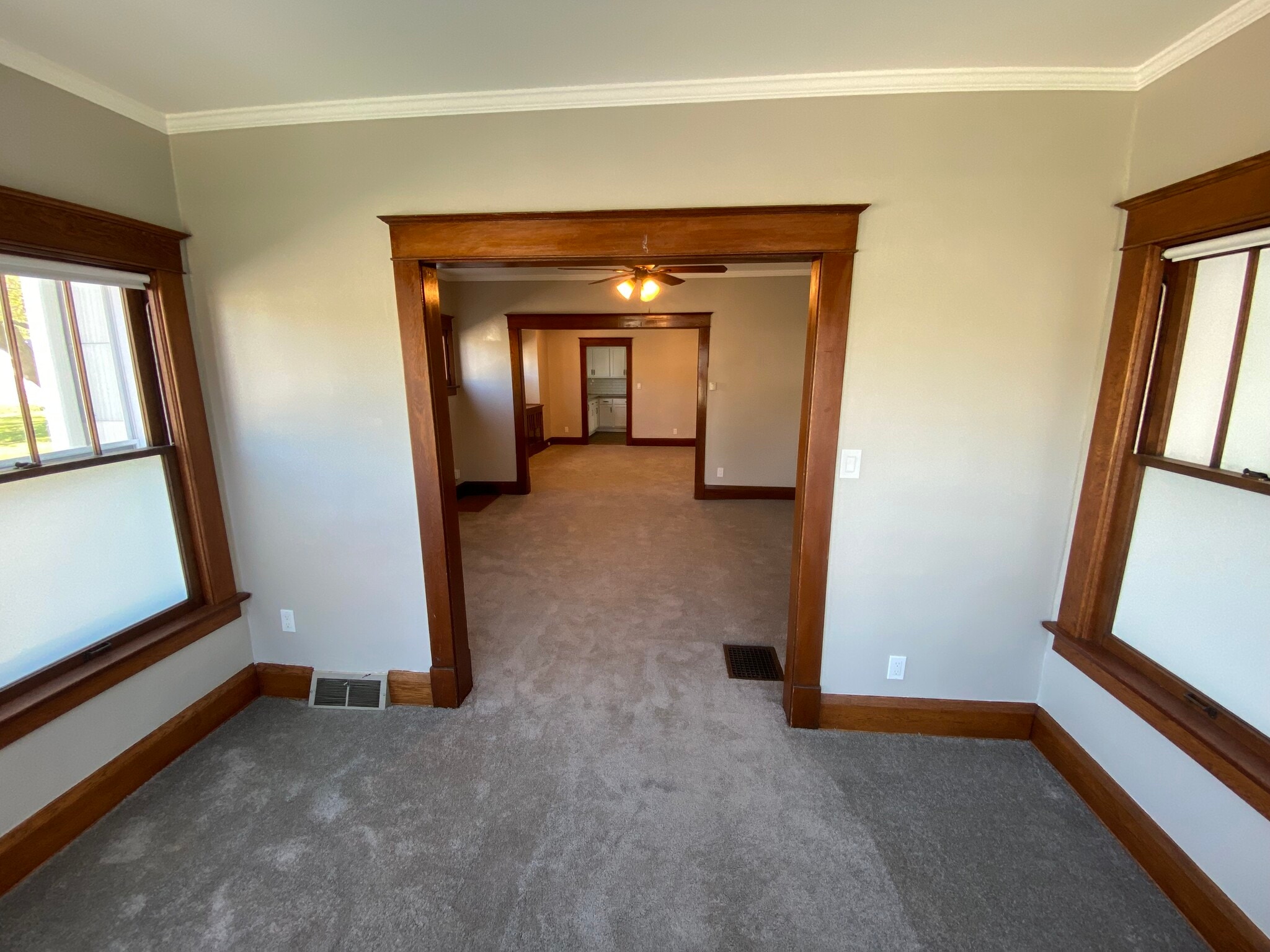 View of front room through living, dining and kitchen - 324 Paine Ave