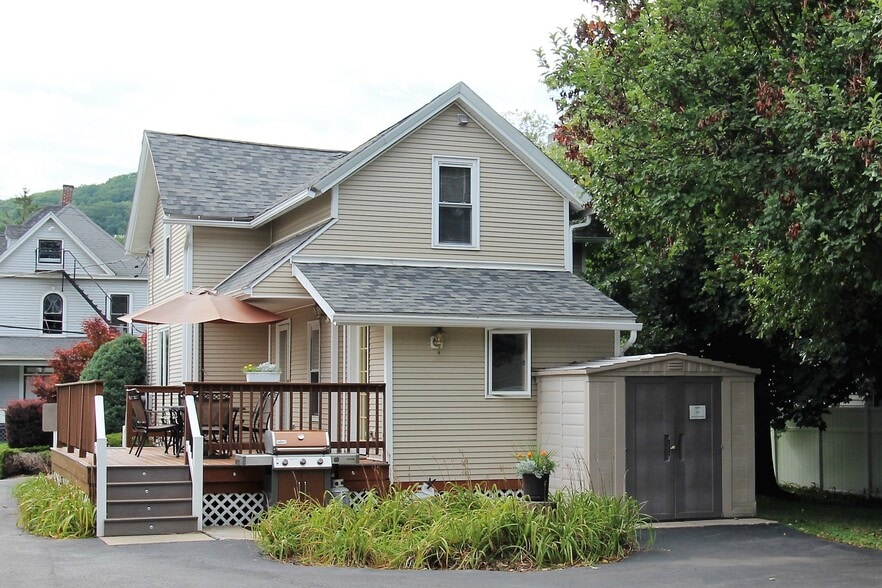 View from the back parking lot - spacious deck (grill not included) - 28 Church St